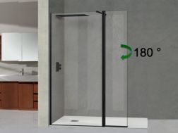 Parawan prysznicowy staÅy czarny 80 cm z panelem obrotowym 180Â° - NICE czarny